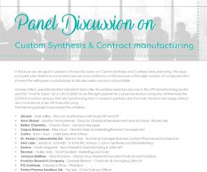 Panel Discussion Custom Synthesis & Contract Manufacturing – Chemistry Today (September 2018)
