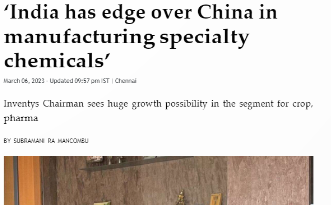 The Hindu Business Line India Has Edge Over China In Manufacturing Speciality Chemicals – Dr Deepak Birewar