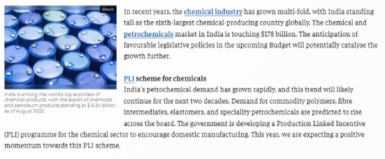 The Economic Times From export benefits to capital subsidies, the $178-billion chemical industry pins hope on Budget 2023