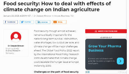 How to deal with effects of climate change on Indian agriculture – Inventys